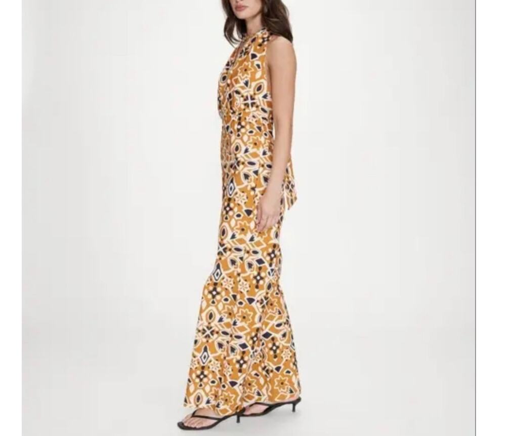 Grace & Mila Printed Backless Jumpsuit in Cognac Vanina size Small